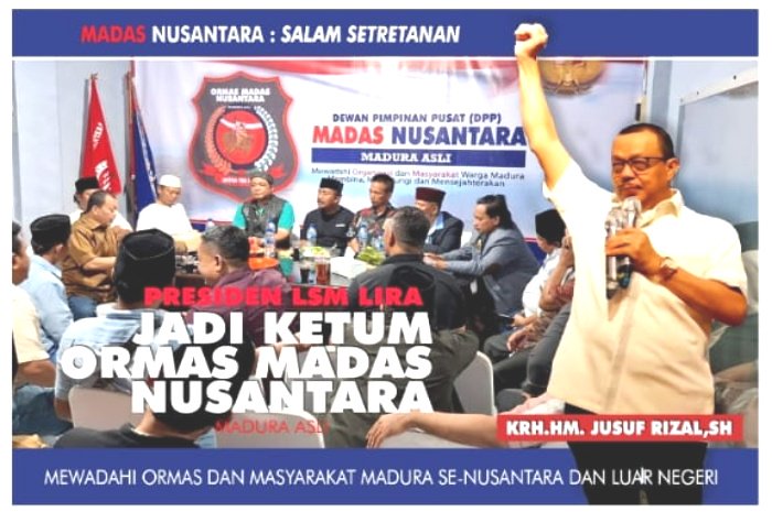 HM. Jusuf Rizal Presiden LSM LIRA terpilih Pimpin Ormas Madas Nusantara