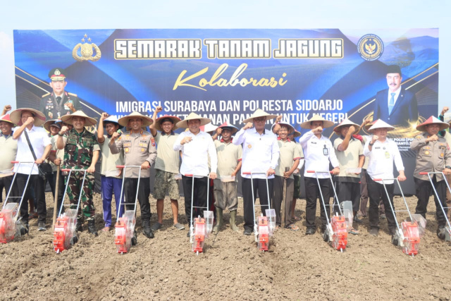 Imigrasi Surabaya dan Polresta Sidoarjo Tanam Jagung Dukung Asta Cita Prabowo.