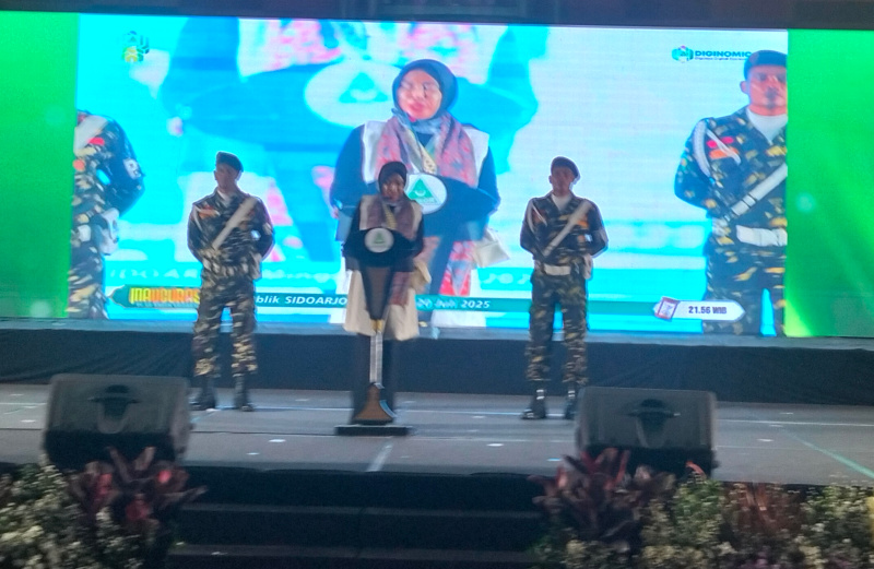 Wakil Bupati Sidoarjo Mimik Idayana memberikan sambutan dalam Inaugurasi PC GP Ansor Sidoarjo 